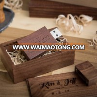 Gift Promotional Custom Logo Wooden USB flash drive 2GB 4GB 8GB 16GB 32GB with Custom wooden box