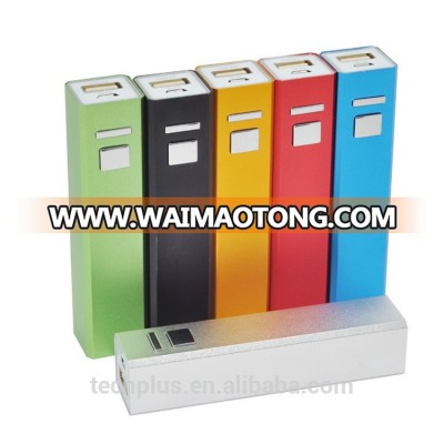 Aluminum Metal Square Power Bank Smart Mobile Charger with LED Light 2600mah