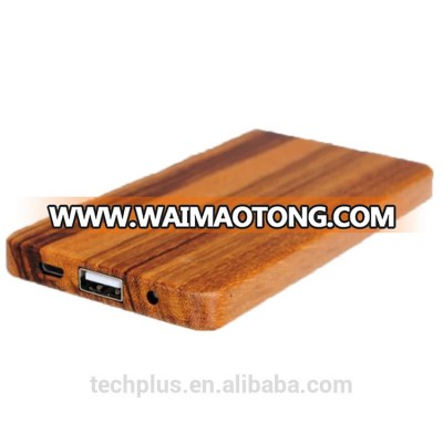 Super Slim Wood Bamboo Power Bank Portable Charger 4000mah